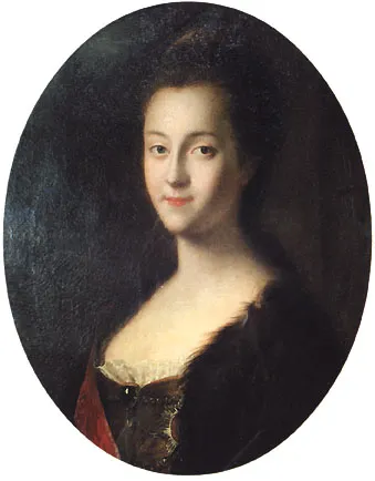 Portrait of Great Duchess Cathrine Alexeevna (future Cathrine the Great) in her first year in marriage and in Russia