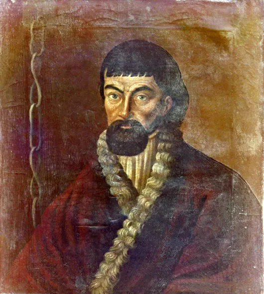 A portrait of Pugachov, painted from life with oil paints. Museum inventory number 4588. In the Rostov museum. Rostov Velikii. 1911