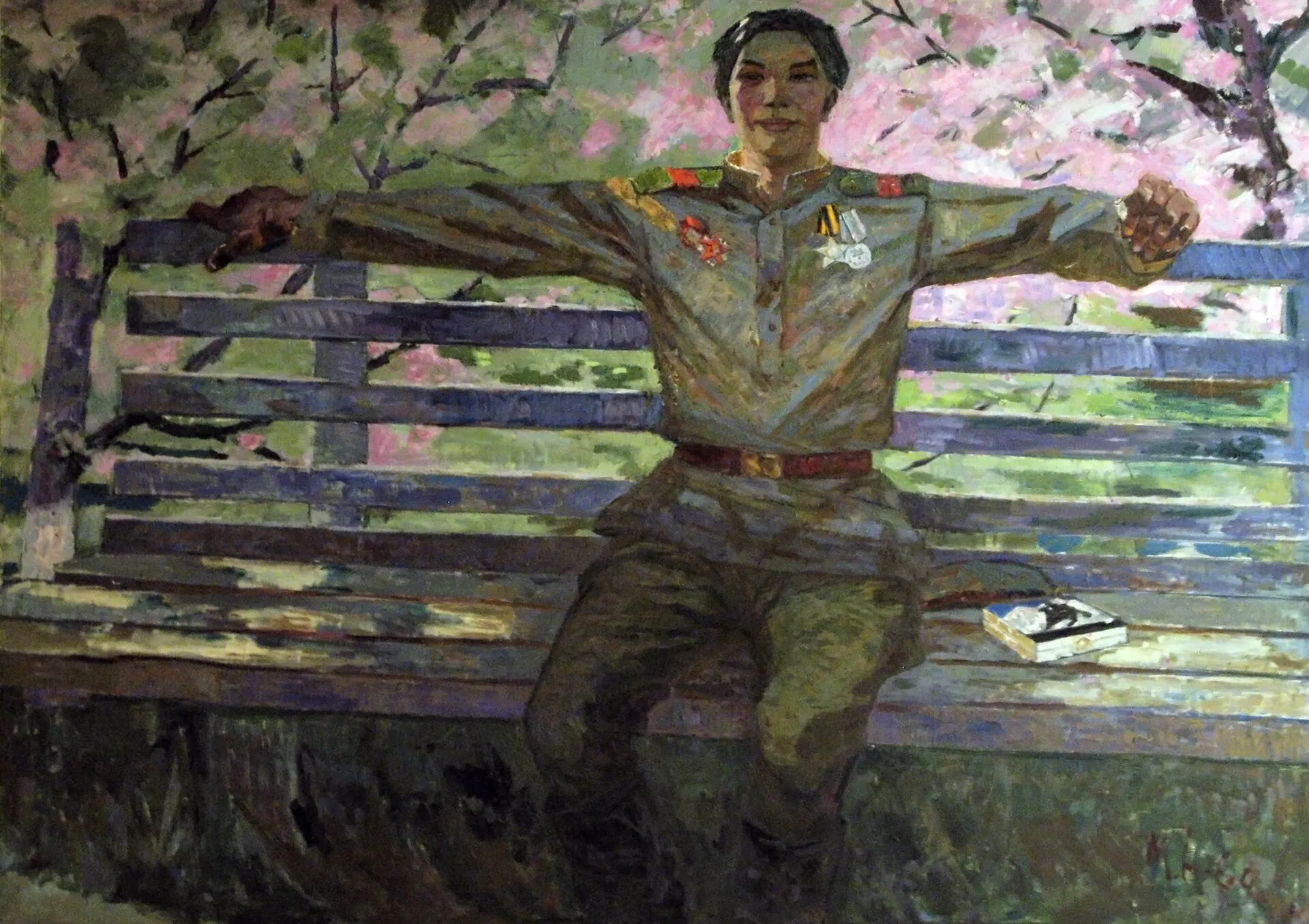 "Весна 1945 года". Холст, масло, 200*150 см,  Молдабеков А., 1970 год