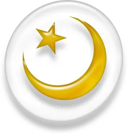 Symbol of Islam, white and golden version. Warning: many islamic people had pointed that this is rather a political symbol than a religious one. They strongly advise to use the one that represent the name of Allah instead.