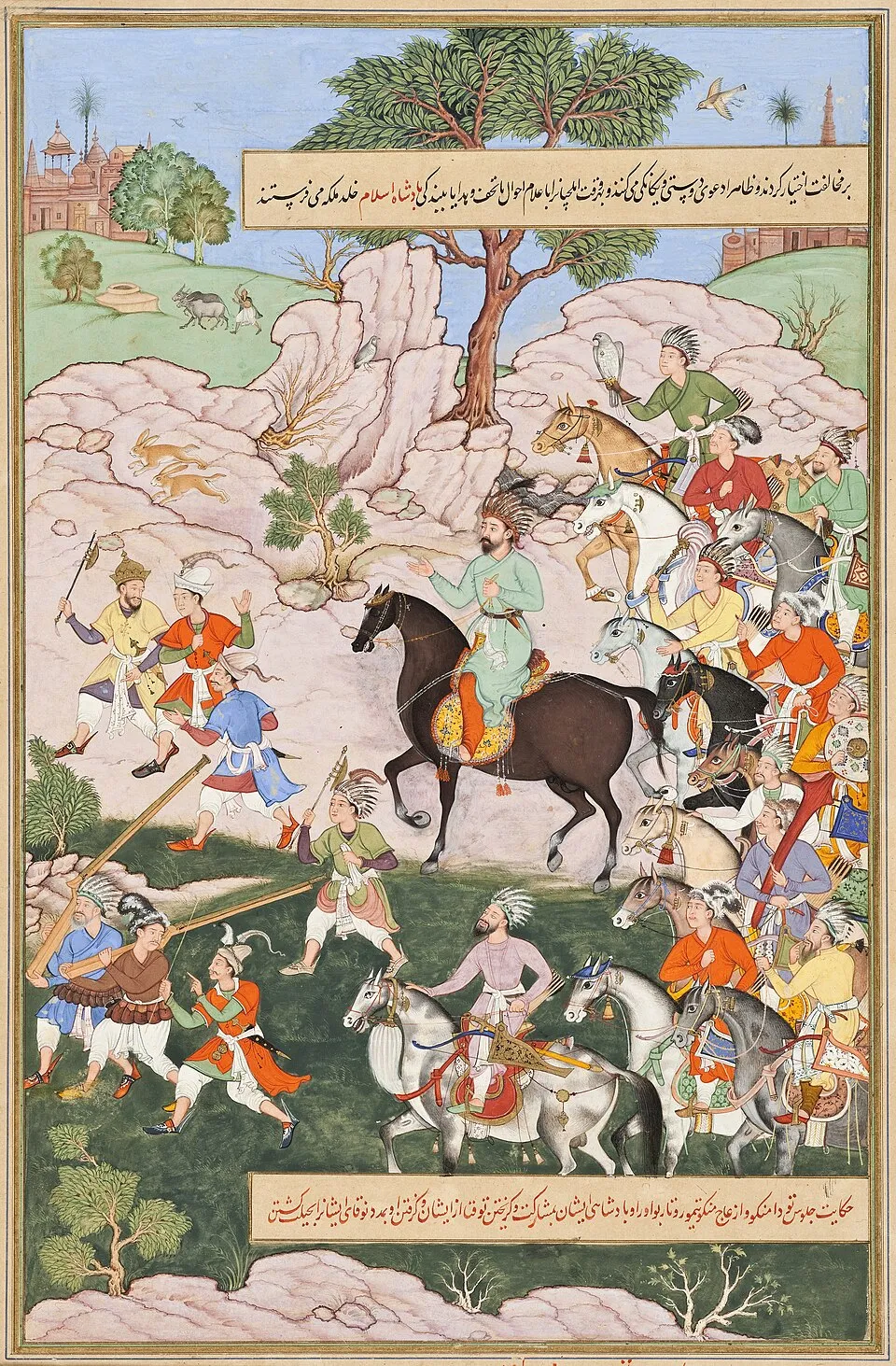 Tulsi , Madhu
Toda Mongke and His Mongol Horde, Folio from a Chingiznama (History of Genghis Khan), 1596
Painting; Watercolor, Opaque watercolor, gold, and ink on paper, Sheet: 15 x 10 in. (38.1 x 25.4 cm); Image: 12 3/8 x 8 in. (31.4 x 20.3 cm)
From the Nasli and Alice Heeramaneck Collection, Museum Associates Purchase (M.78.9.8)
South and Southeast Asian Art Department.