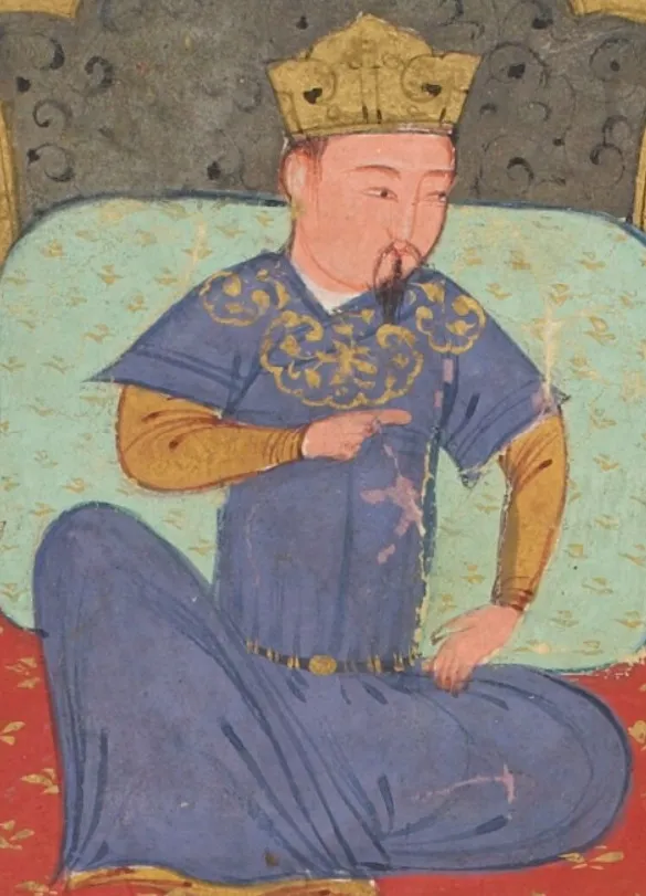 Batu Khan on the throne of the Golden Horde. Batu Khan was a Mongol ruler (1205 – 1255) and founder of the Golden Horde. Depicted by Rashid al-Din.