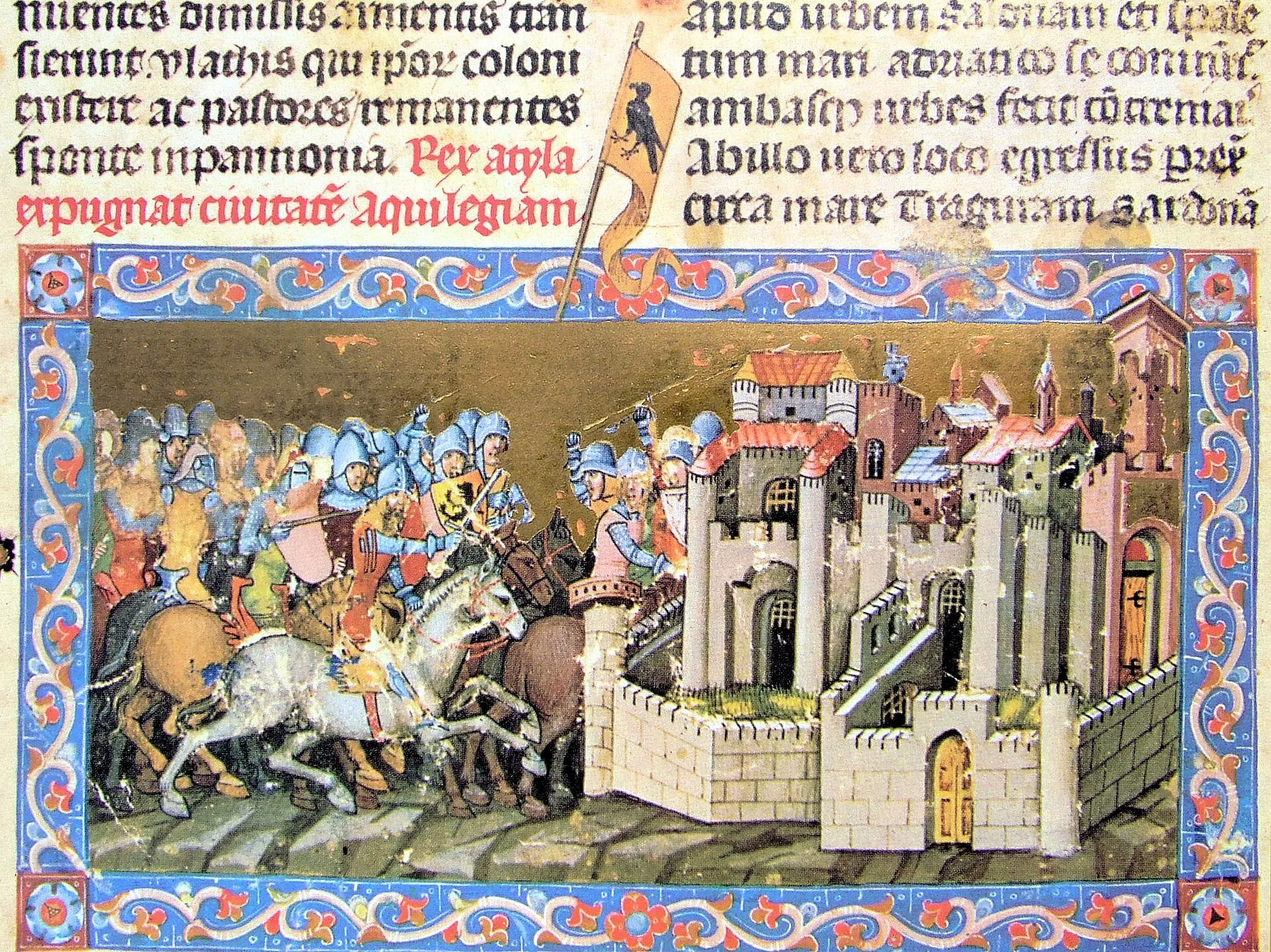 Chronicon Pictum P014 Atilla Aquileiát ostromolja