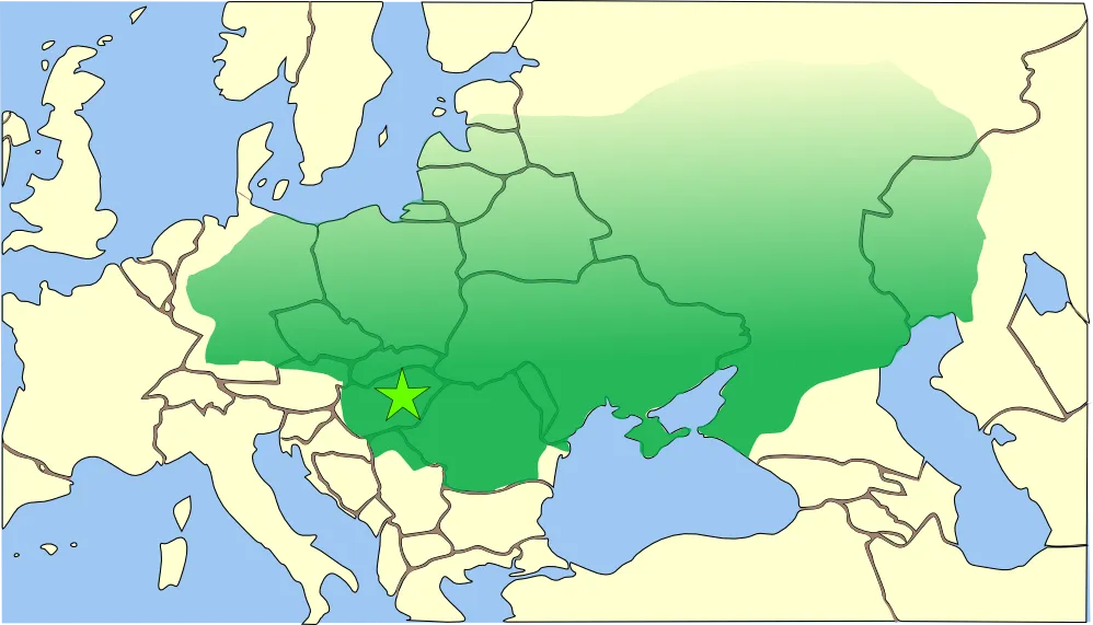 El imperio huno se extendía desde las estepas de Asia Central hasta la actual Alemania, y desde el Danubio hasta el Báltico