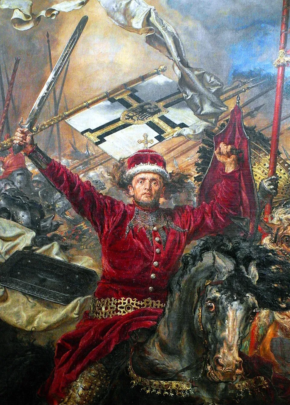 fragment of a canvas painting of Jan Matejko about the Battle of Grunvald