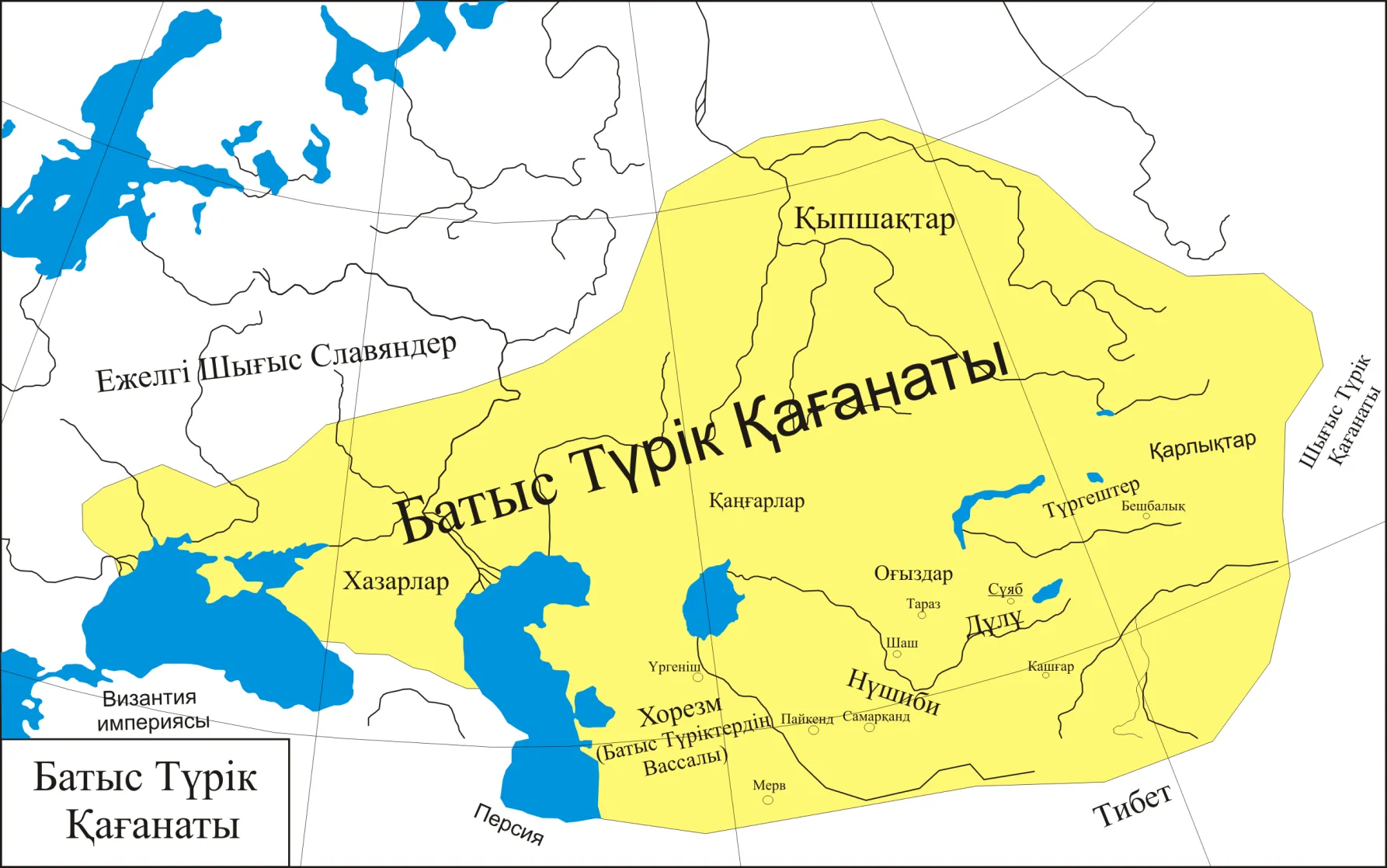 Western-Turk kaganat map