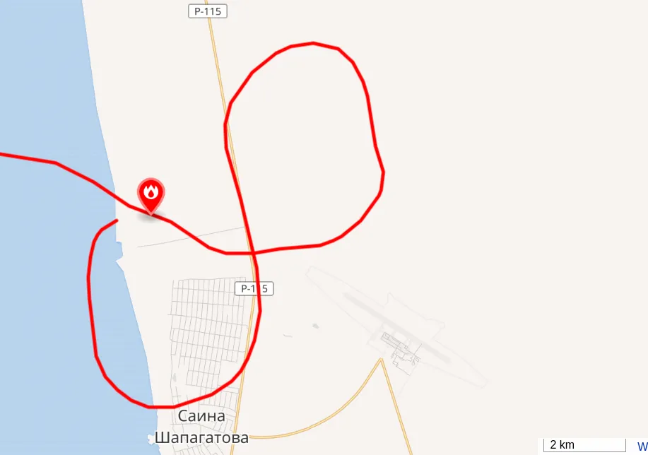 2 km scale map of the final moments of Flight 8243