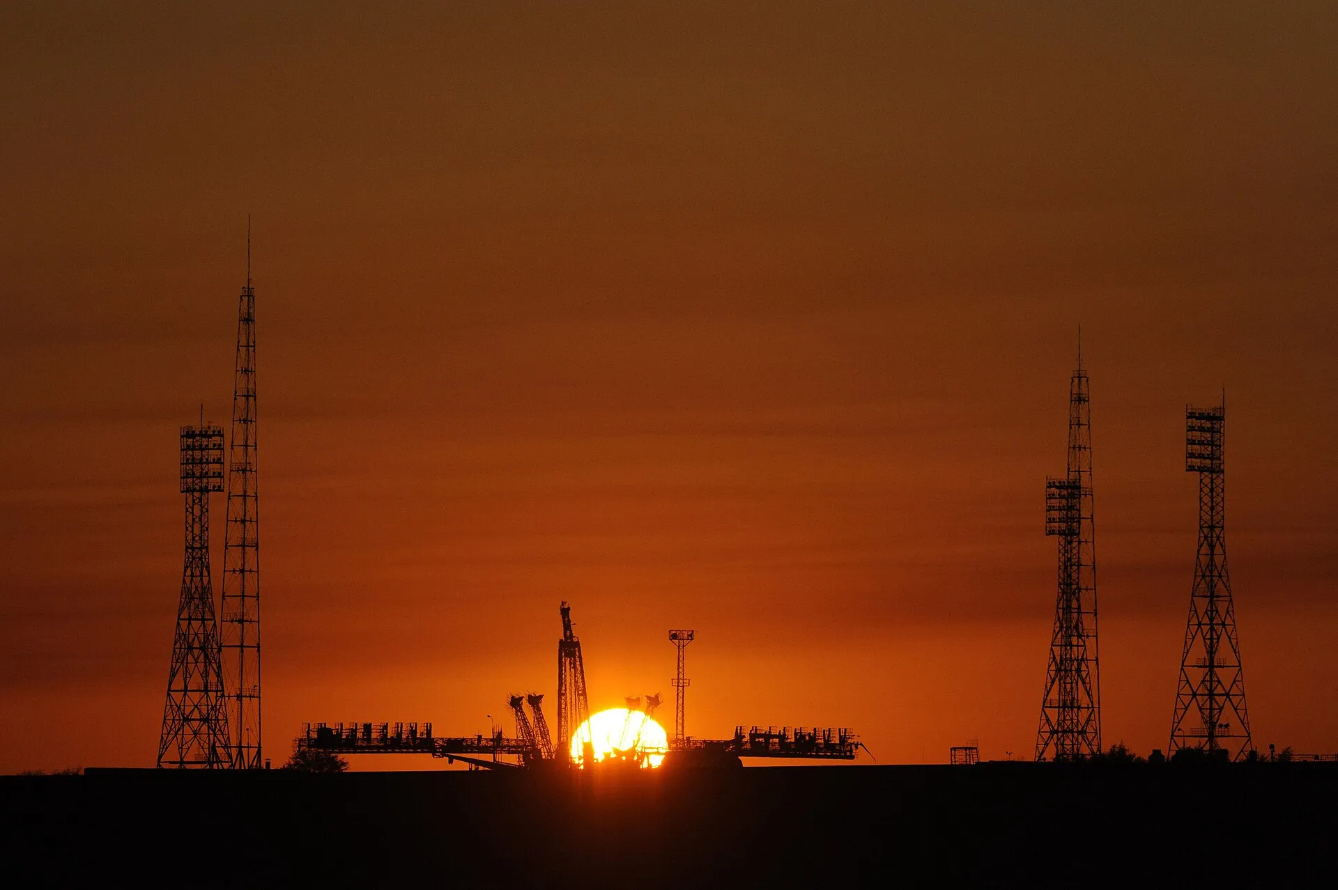 The Soyuz launch pad, Gagarin's Start is seen prior to the rollout of the Soyuz TMA-13 spacecraft at the Baikonur Cosmodrome in Kazakhstan, Friday, October 10, 2008.