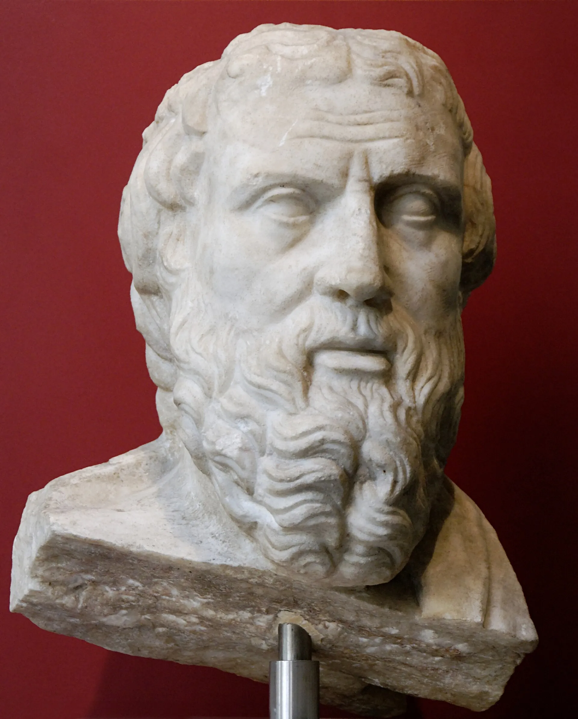 Portrait of Herodotus, identified after other known inscribed portraits of the historian. Greek marble, Roman copy of a Greek original of the early 4th century BC. From the area of Porta Metronia, Rome.