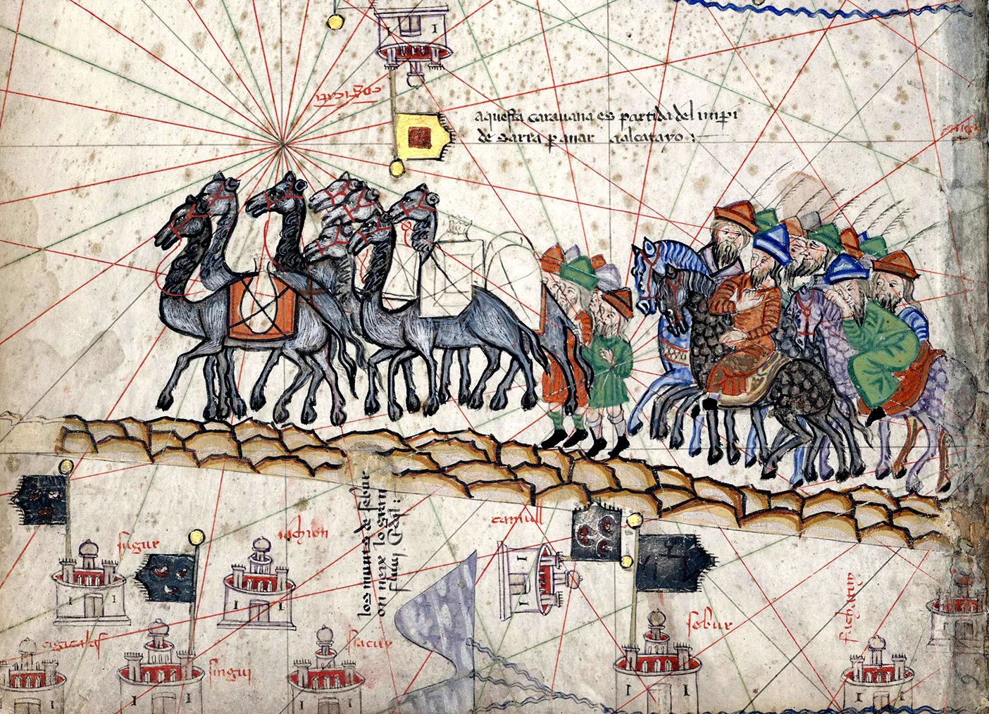 Marco Polo's caravan traveling to India.