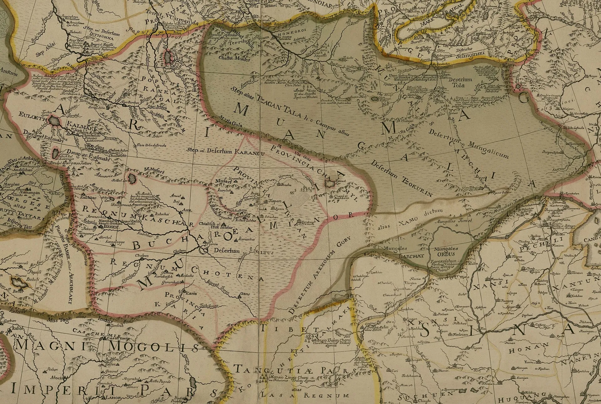 Oirat-kalmyks tribes on von Strahlenberg's map (1730)