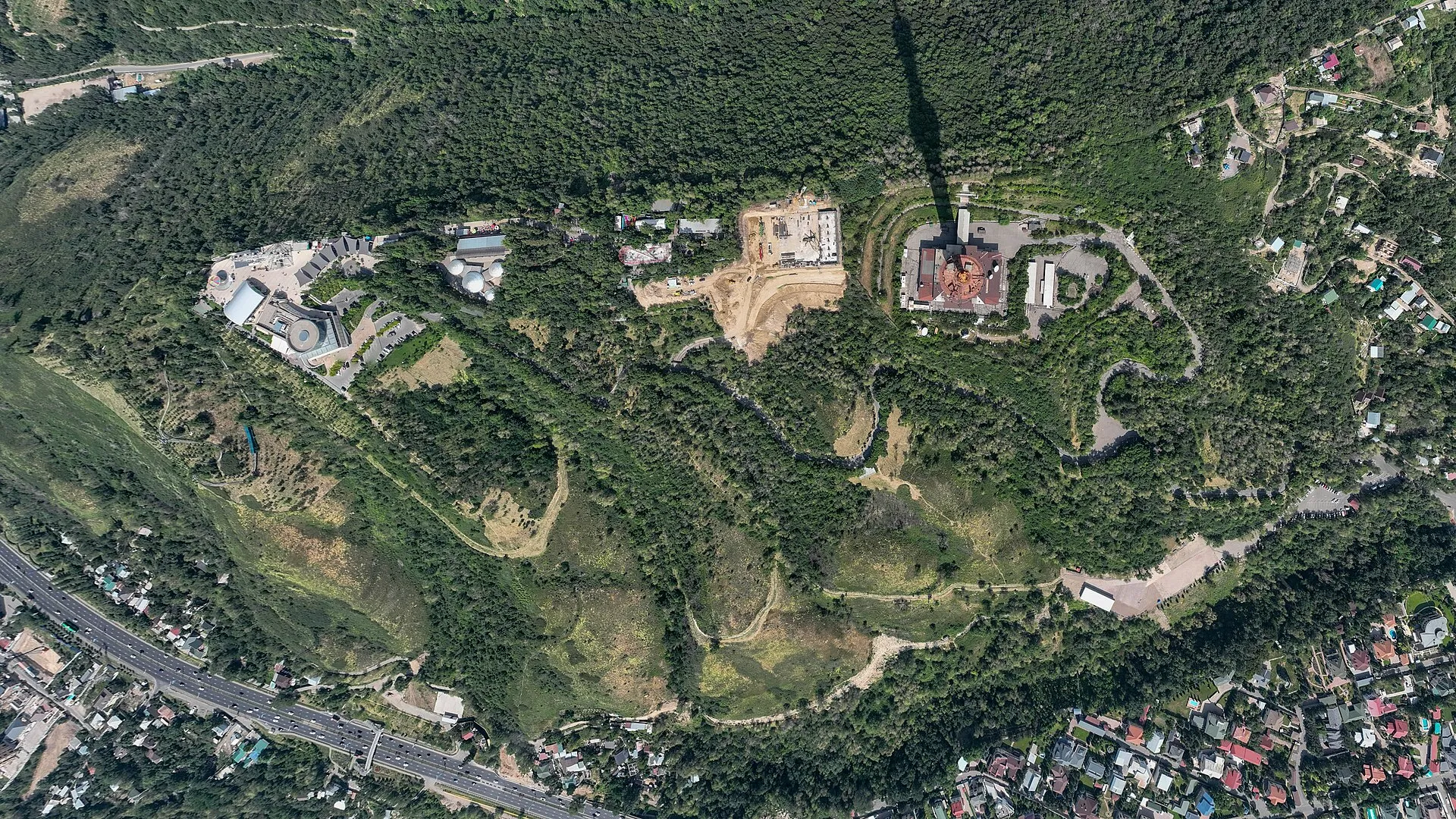 Kok-Tobe photographed from above. Almaty, Kazakhstan.