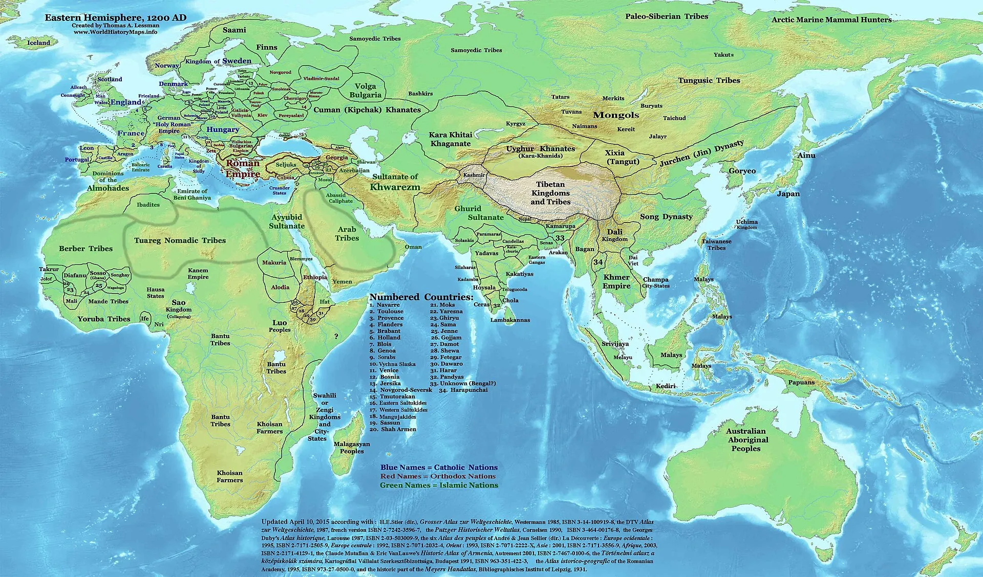 Eastern Hemisphere in 1200 AD.