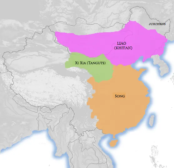 Maps of Song, Liao, and Xi Xia in 1111 Add en labels