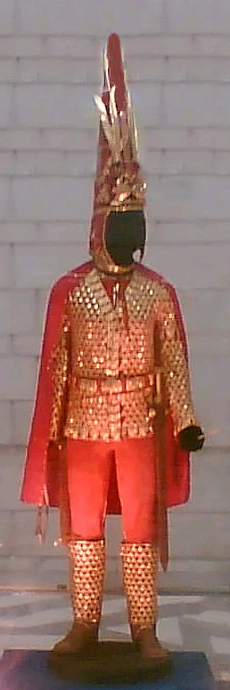 Issyk's Gold Cataphract Warrior (from Kazakhstan), a parade gold scale armour from Issyk's tomb of Sakas King