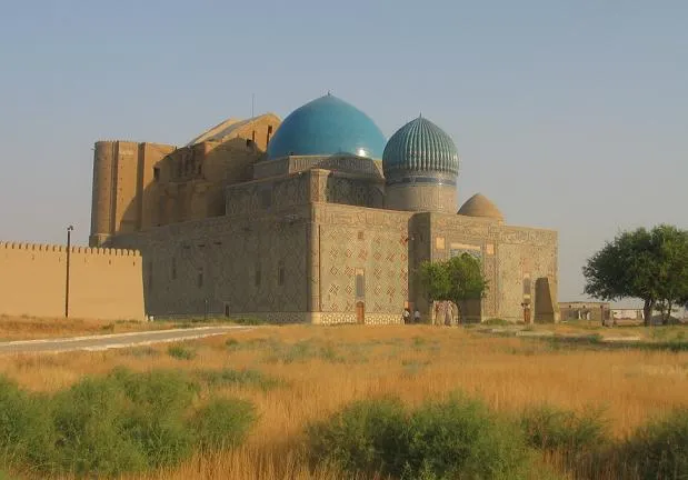 A view of the Mausoleum of Khoja Ahmed Yasavi.