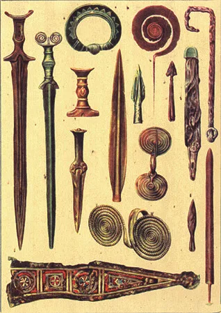 Bronze age and iron age artifacts from Romania.