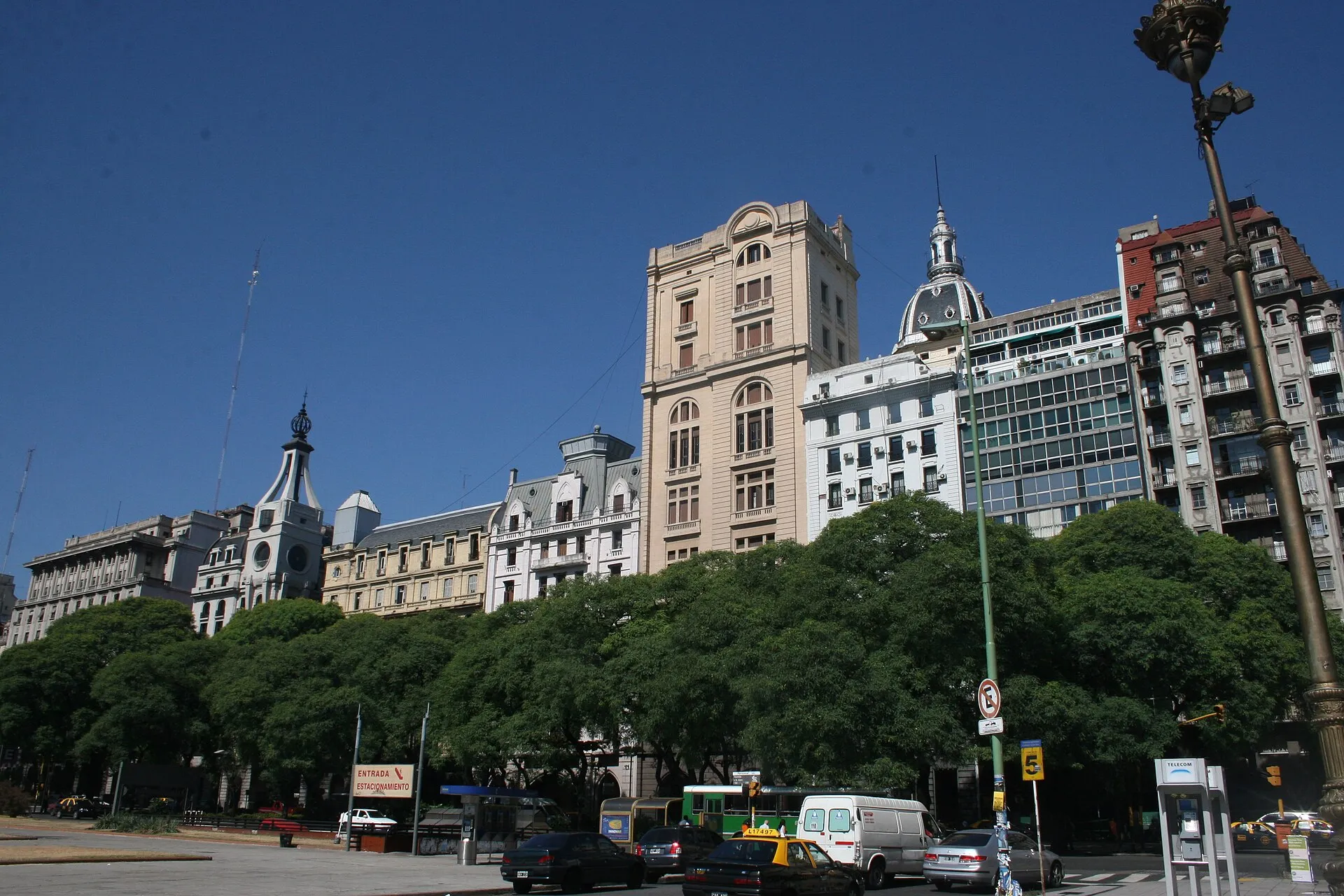 Eclectic architecture on Leandro Alem Avenue, Buenos Aires.