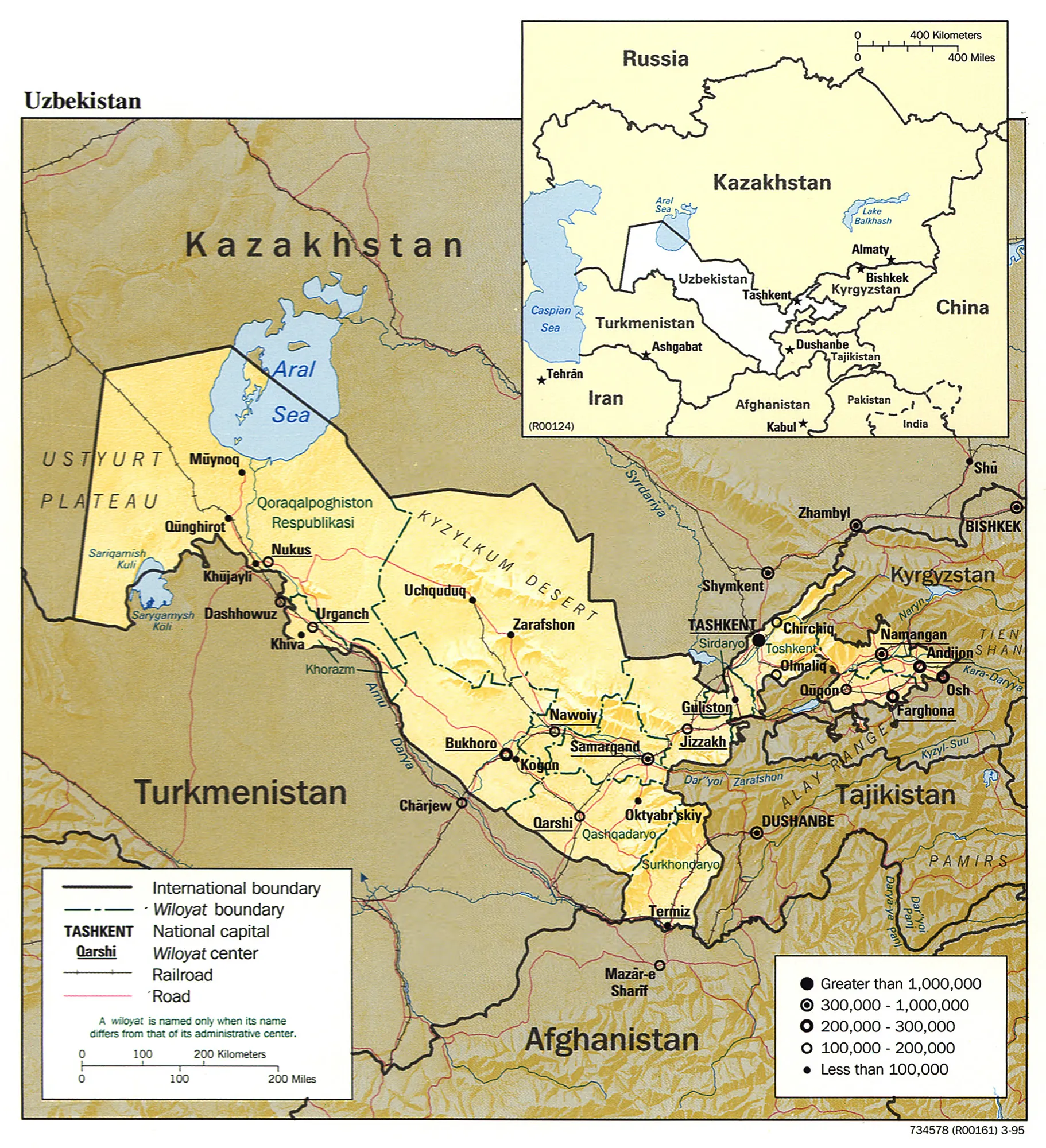 Uzbekistan 1995 CIA map