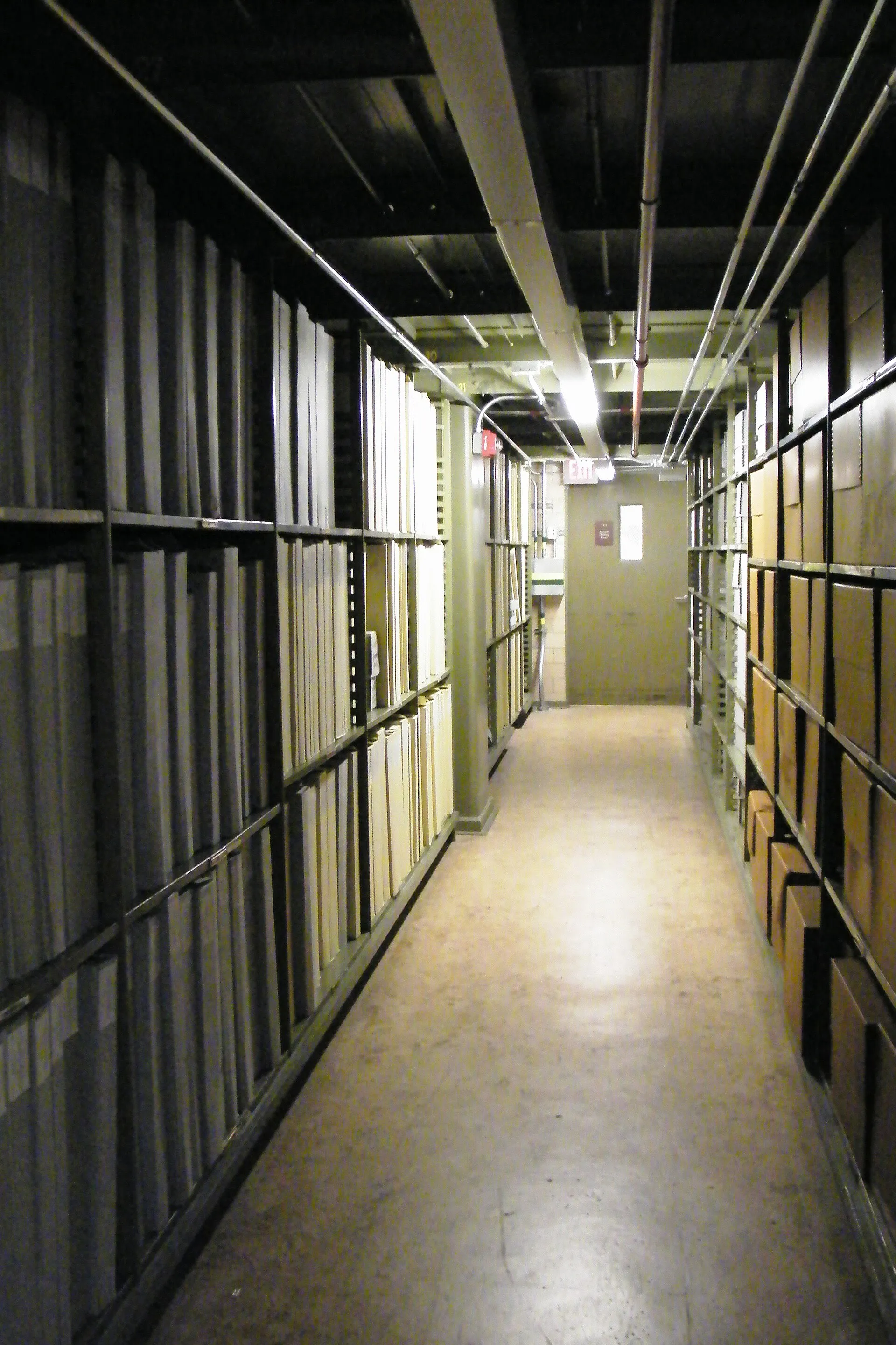 Storage hallway at the National Archives I building. This was taken with permission at the Wikipedia 10 Washington D.C. event.